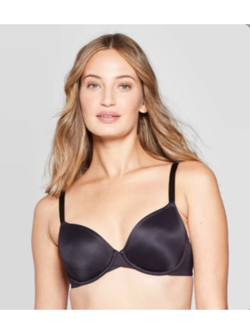 Auden Demi Coverage Unlined Bra Size 32C NWT Black